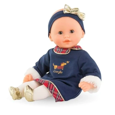 Abbildung von Corolle Mon Premier Poupon Calin Margaux Feiertage, Weichkörperpuppe mit Schlafaugen im festlichen Winteroutfit, Vanilleduft, 30cm, ab 18 Monaten