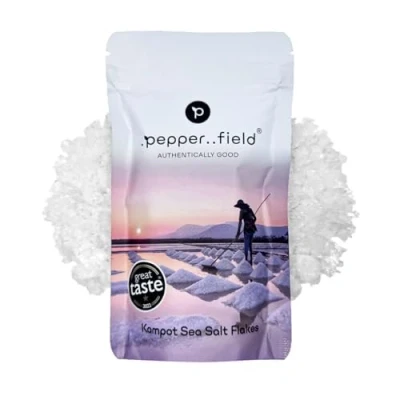 Abbildung von Pepperfield Sea Salt Flakes Meersalzpyramiden Solnpyramiden Salz Kampot, 100% naturrein &amp; mineralreich, nachhaltig, perfekt für Feinschmecker, Premium Gourmet Veredelung&amp; Dekoration(0.1 kg)