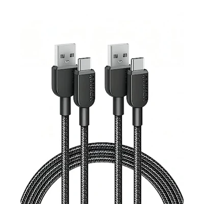 Abbildung von Anker USB C Kabel, [2 Stück 1,8m] Ladekabel Nylon Geflochten Schnellladekabel, auf Kabel für Samsung Galaxy S24 S23 S22 Ultra Note 20 iPhone 16 15 14 Pro Max iPad MacBook