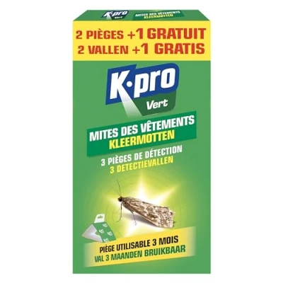 Abbildung von K.PRO VERT Mottenfalle Geruchlos 3 Monate verwendbar 2 Fallen + 1 Gratis Professionelle Technik
