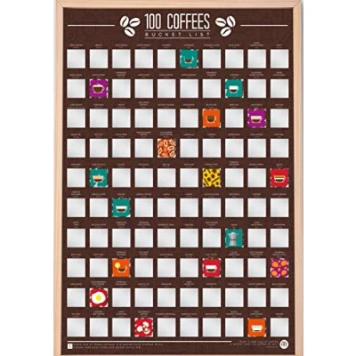 Abbildung von Gift Republic 100 Coffees Bucket List Scratch Poster, 42 x 60 cm