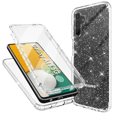 Abbildung von Mosoris Handyhülle für Samsung Galaxy A13 5G Hülle Glitzer mit Eingebautem Displayschutz 360 Grad Stoßfest Schutzhülle Soft Silikon Bumper Transparent Slim Flexible TPU Case