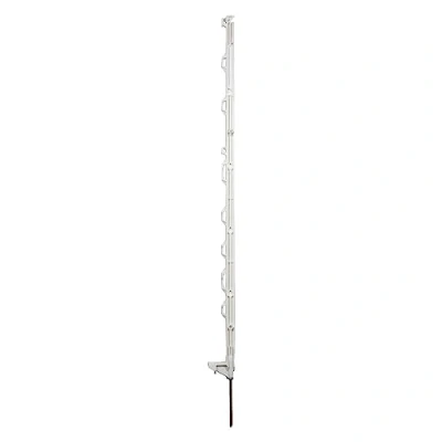 Abbildung von horizont Weidezaunpfähle Kunststoff 60 Stück weiß, Höhe 108cm, Einzeltritt, Kunststoffpfahl mit Ösen für Bänder, Seile, Litzen, Weidezaunpfahl Weidezaun