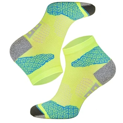 Abbildung von TODO Running RAID Quarter Laufsocken, Technisch, Anti Blasen Polsterung, für Damen &amp; Herren mit DryTex. Bunte Funktionssocken Marathon Trail Joggen Laufen (35 38, Gelb)