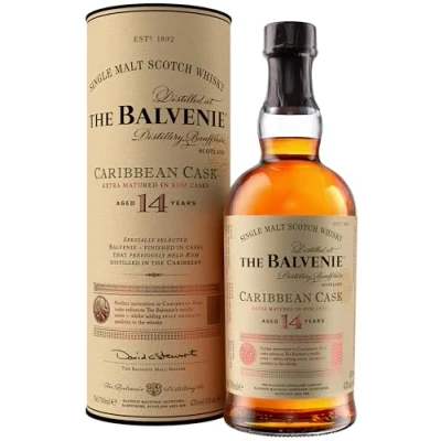 Abbildung von The Balvenie Caribbean Cask 14 Jahre Single Malt Scotch Whisky mit Geschenkverpackung, 70cl