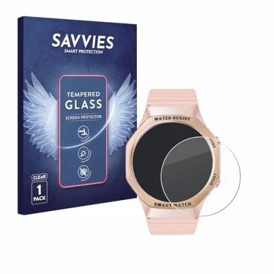 Abbildung von Savvies Panzer Schutz Glas für Mutoy Smartwatch 1.32&quot; (rund) 9H Hartglas, Anti Fingerprint, Displayschutz