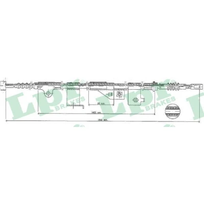 Abbildung von LPR C0499B Handbremsseil 1642/1405 Scheibenbremse NISSAN: Primera Kombi