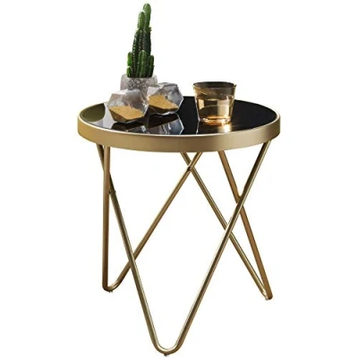 Abbildung von KADIMA DESIGN Beistelltisch Glas Metall Ø 42 cm Wohnzimmertisch Couchtisch Tisch
