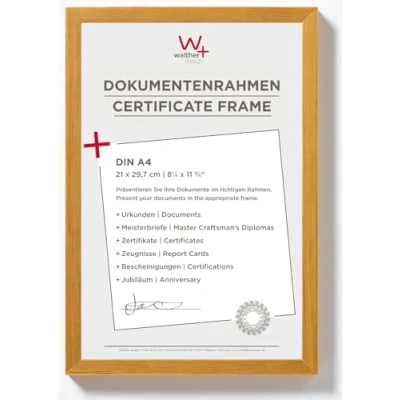 Abbildung von walther design Bilderrahmen eiche 21 x 29,7 cm (DIN A4) Dokumentenrahmen Peppers Holzrahmen BP130E