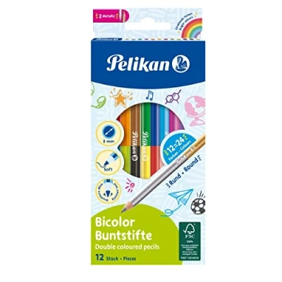 Abbildung von Herlitz Buntstift 12 Pelikan Buntstifte &quot;Bicolor&quot; / Stifte mit 24 verschiedenen Farbe