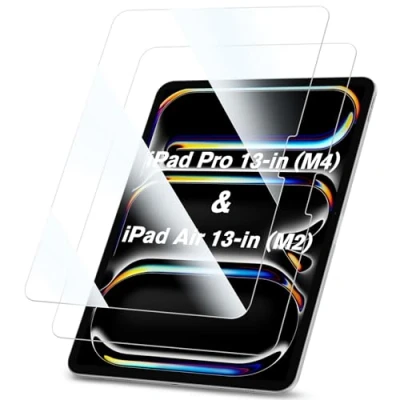Abbildung von Fintie 2 Stück Schutzfolie für iPad Pro 13 Zoll 2024 (M4) / Air Panzer Schutz Glas Klare HD Bildschirmschutzfolie, 9H Härte, Kratzfeste Displayschutzfolie, Screen Protector Folie