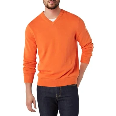 Abbildung von Amazon Essentials Herren Pullover mit V Ausschnitt (in Übergröße erhältlich), Orange, M