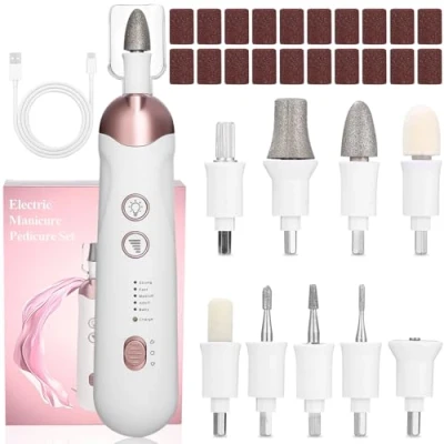 Abbildung von Elektrische Nagelfeile,Maniküre Set für präzises Formen und Feilen der Nägel,9 in 1 Profi Tragbar Nagelfräser, bis zu 15.000 U/min,Nagelfräser Gelnägel Hände Füße