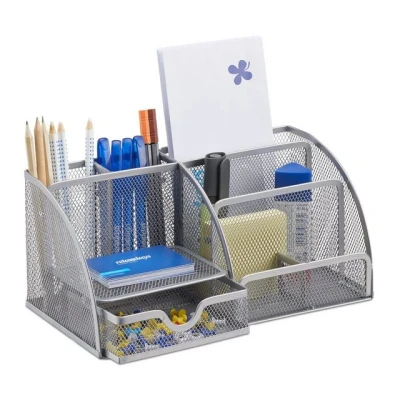 Abbildung von relaxdays Organizer Schreibtischorganizer 6 Ablagen Metall, Silber