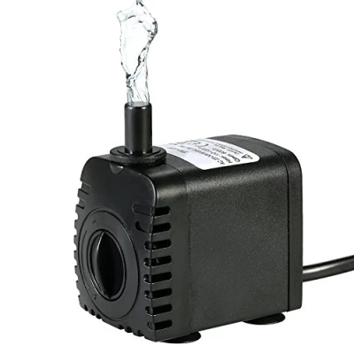 Abbildung von Decdeal Wasserpumpe, Tauchpumpe, 600 l/h, 8 W, sehr leise, mit 4 Saugnäpfen, für Brunnen, Fischtank, Hydroponik Systeme, 2 Düsen