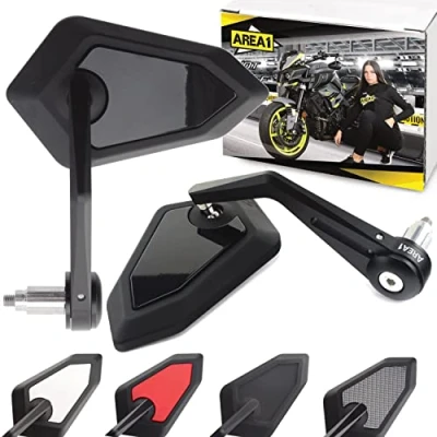 Abbildung von Area1 Motorrad Spiegel Lenkerendenspiegel CNC kompatibel mit Tuono V4 1100, RR, Factory/Tuono 660 125 (V60 Schwarz Glänzend)