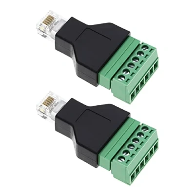 Abbildung von YINETTECH RJ12 Audio Adapter, Ethernet RJ12, 6P6C Stecker auf 6 Pin Schraubklemmen, Zubehör, 2 Stück