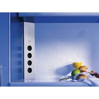 Abbildung von THEBO Salome Energie Ecksäule Edelstahl, 4 fach, 1 USB Anschluss, Mehrfachsteckdose