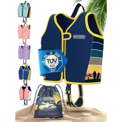 Abbildung von KIDVERSE Schwimmweste Kinder 3 6 Jahre TÜV geprüfte Schwimmhilfe mit Bauchumfang bis 66cm Kinderschwimmweste zum Schwimmen Lernen Komfort Kind