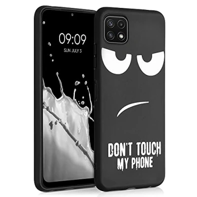 Abbildung von kwmobile Hülle kompatibel mit Samsung Galaxy A22 5G Handyhülle Silikon Case Don&#039;t Touch My Phone Weiß Schwarz