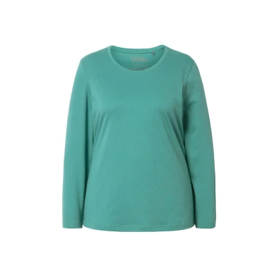 Abbildung von Ulla Popken COL ROND EN MÉLANGÉ Langarmshirt, Damen, Größe: 46/48, Green