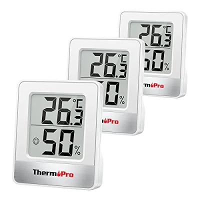 Abbildung von ThermoPro TP49W 3 digitales Mini Thermo Hygrometer Thermometer innen Raumthermometer er Temperatur und Luftfeuchtigkeitmessgerät mit Smiley Indikator
