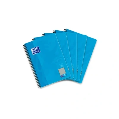 Abbildung von Oxford Touch Collegeblock B5 kariert mit Rand links, 80 Blatt, blau, 5 Stück