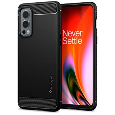 Abbildung von OnePlus Nord 2 Hülle Silikon Spigen Soft Case/Backcover Handyhülle Schwarz Shockproof/Stoßfest