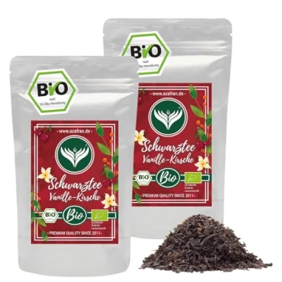 Abbildung von Azafran BIO Schwarztee Vanille Kirsch, Schwarzer Tee aromatisiert mit und Kirsche lose 500g