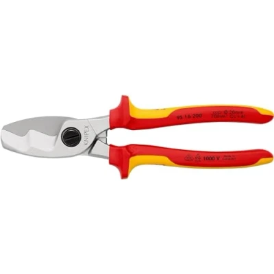 Abbildung von Knipex 95 16 200, Hand Kabelschneider, Rot, Gelb, Stahl, Chrom, 2 cm, Deutschland