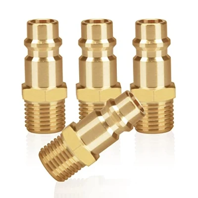 Abbildung von Druckluftkupplung Euro mit Außengewinde 1/4&quot; Messing AG 1/4 Zoll Kupplungsstecker Kupplungsdose Schlauchstecker Ventilsteckdose Gewindestecker