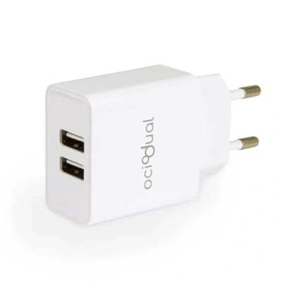 Abbildung von OcioDual EU Wandladegerät, 2 USB Anschlüsse mit 5V, 2.1A, 10W, Ladegerät für Smartphones, Netzteil Stecker, Schnellladung, Modell: ST600, Weiss