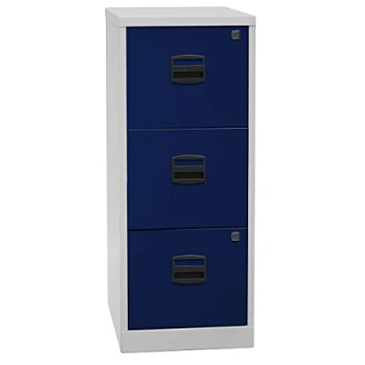 Abbildung von Bisley Home Hängeregistraturschrank PFA, 3 HR Schubladen, Metall, 505 Korpus Lichtgrau, Fronten Oxfordblau, 40 x 41.3 101.5 cm