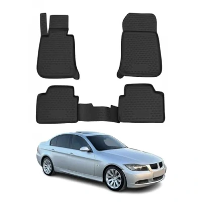 Abbildung von OMAC Gummimatten Fußmatten kompatibel mit BMW 3er E90 2005 2013 TPE Automatten Schwarz 4X