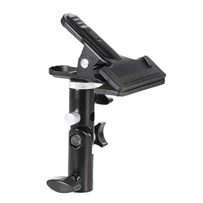 Abbildung von Andoer Fotostudio Reflektor Klemmhalter, Metall Stativ Klemme mit 5/8&quot; Licht Stehen Anlage 1/4&quot; auf 3/8&quot; Schraube Swivel Mount Adapter für Foto Studio &amp; Hintergrund