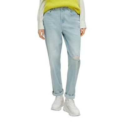 Abbildung von comma casual identity MIT Destroyes Jeans Tapered Fit, Damen, Größe: 44, Himmelblau