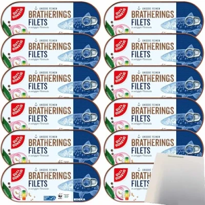 Abbildung von Gut&amp;Günstig Bratheringsfilets in würziger Marinade VPE (12x325g Dose) + usy Block