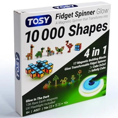 Abbildung von TOSY Magnet Fidget Spinner Glow 3in1 Spielzeug: Verwandelbarer mit 136 Magneten, Unendlichkeitswürfel, 2x2 Puzzle Würfel für Anfänger, Leuchtend, Geburtstags und Ostergeschenk