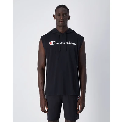 Abbildung von Champion Icons Hooded WITH Large LOGO Tshirt print, Herren, Größe: Medium, Black