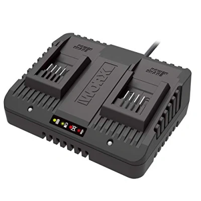 Abbildung von WORX Dual Ladegerät WA3772 Akku Ladestation (2000 mA, für alle PowerShare Akkus, gleichzeitige Aufladen von 2 Akkus)