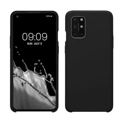 Abbildung von kwmobile Hülle kompatibel mit OnePlus 8T Silikon Handy Case Handyhülle weiche Oberfläche kabelloses Laden Schwarz matt