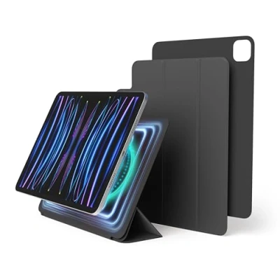 Abbildung von elago Magnetisches Folio Hülle Kompatibel mit iPad Pro 11&quot; 6., 5., 4. Generation Rückwand kann an Metallmaterialien befestigt werden, Apple Pencil und elago&#039;s Case (Dunkelgrau)