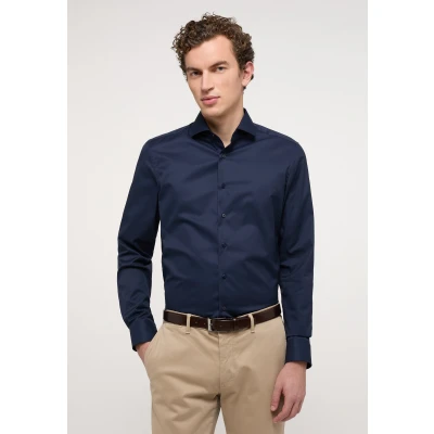 Abbildung von ETERNA Slim Fit Cover Hemd Langarm blickdichter Twill nachtblau Gr. 38