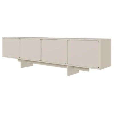 Abbildung von Selsey TV Schrank Lowboard Board Sideboard Fernsehtisch Fernsehschrank 4 Türen Fächer Push to Open 200 cm Graubeige Wuwu