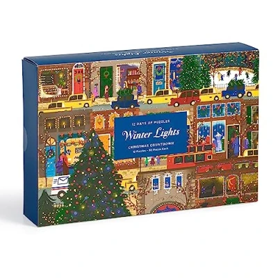 Abbildung von Galison Mudpuppy 9780735378780 Lights Christmas Countdown 12 Days Puzzles Featuring Images of Winter City Fun, Mehrfarbig