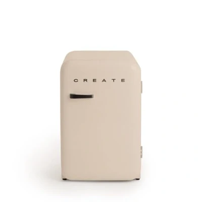 Abbildung von CREATE / RETRO FRIDGE 83.5 BLACK/Kühlschrank in Sand, Griff Schwarz 98W, niedriger Verbrauch, 2 Ablagen, Temperaturregler, Flaschenhalter, 56x54x84cm