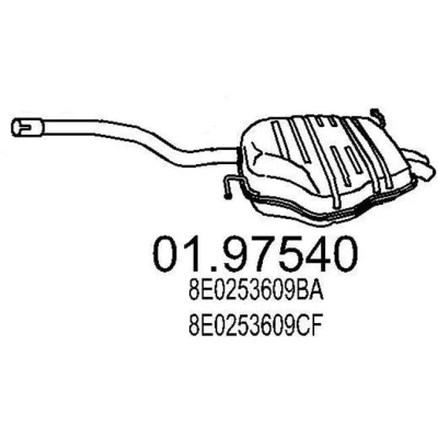 Abbildung von MTS 01.97540 Endschalldämpfer 1050 AUDI: A4 B6 Avant, Limousine