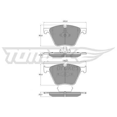 Abbildung von TOMEX brakes TX 19 45 Bremsbelagsatz Vorderachse für Verschleißwarnanzeiger vorbereitet BMW: X5, 7, X6