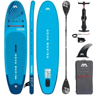 Abbildung von CampSup Aqua Marina Fusion 10&#039;10&quot; Aufblasbares SUP Board Allround für Anfänger mit Doppelpaddel Stand Up Paddle Komplettset Limited Edition Blau