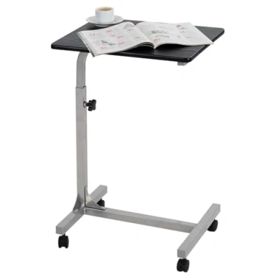 Abbildung von MEUBLE COSY Laptoptisch Höhenverstellbar mit Rollen Laptopständer Beistelltisch Sofatisch Nachttisch, Gestell aus Metall, Tischplatte Holz, Schwarz, 48x37x79 cm
